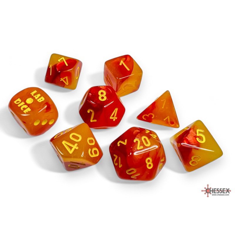 Chessex 30051 Gemini Gellow Red/yellow RPG Polyhedral Luminary [7ct]