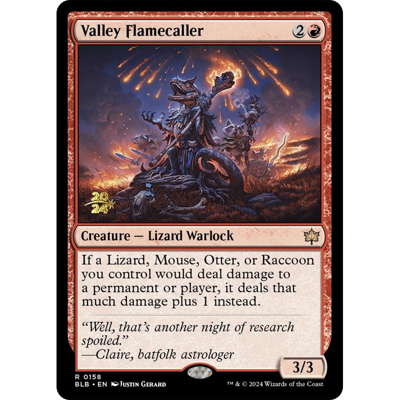 Valley Flamecaller [Bloomburrow Prerelease Promos]
