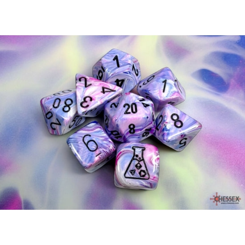 CHX 30065 Lab Dice 8 Festive Hydrangea/Black Polyhedral 7-Die Set (with bonus die)