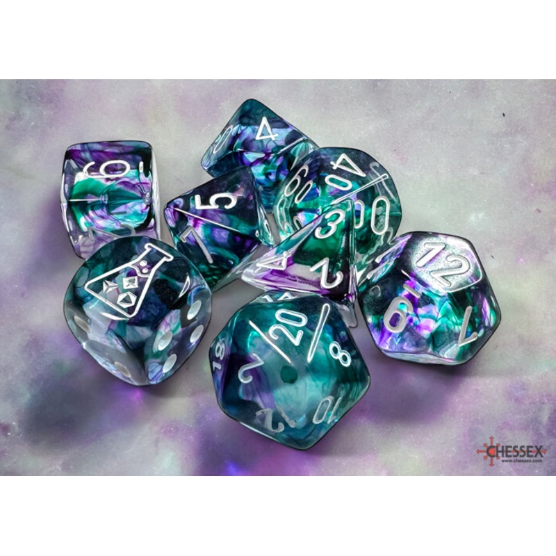 CHX 30068 Lab Dice 8 Nebula/Fluorite/White polyhedral 7-die set (with bonus die)