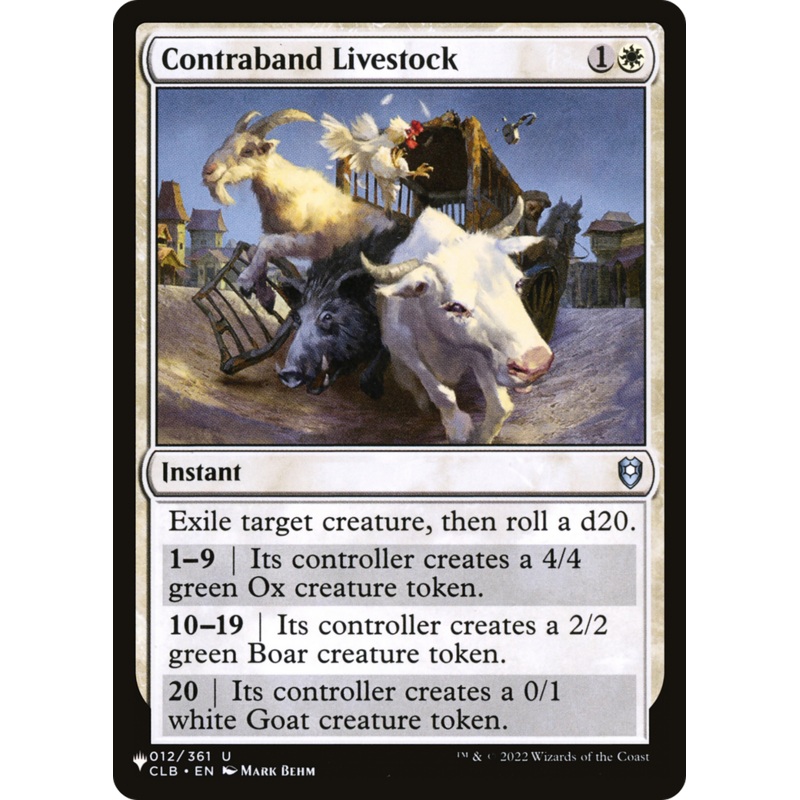 Contraband Livestock [The List]
