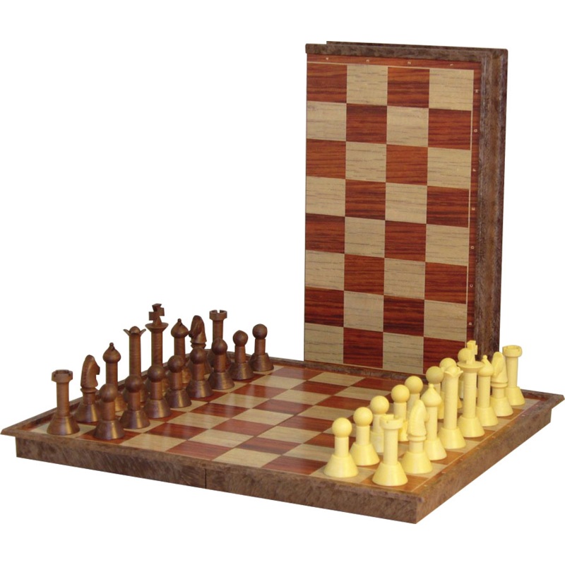 Chess: Wood-tone Folding Magnetic Chess Set