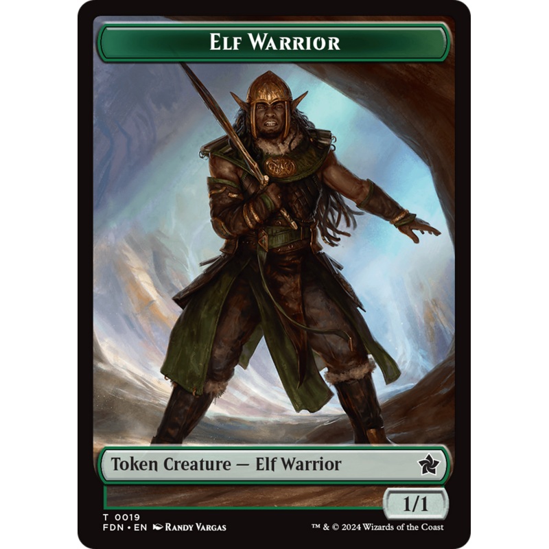 Elf Warrior // Cat (001) Doubled-Sided Token [Foundations Tokens]