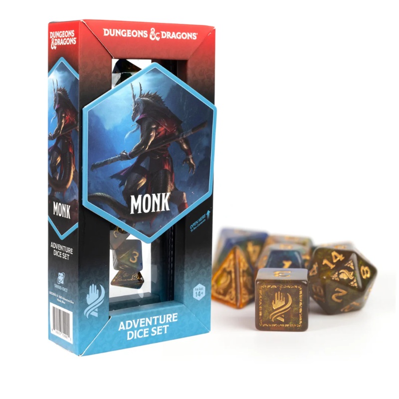 Dungeons & Dragons: Adventure RPG Polyhedral Dice Set - Monk (Blue/Gold) [12ct]