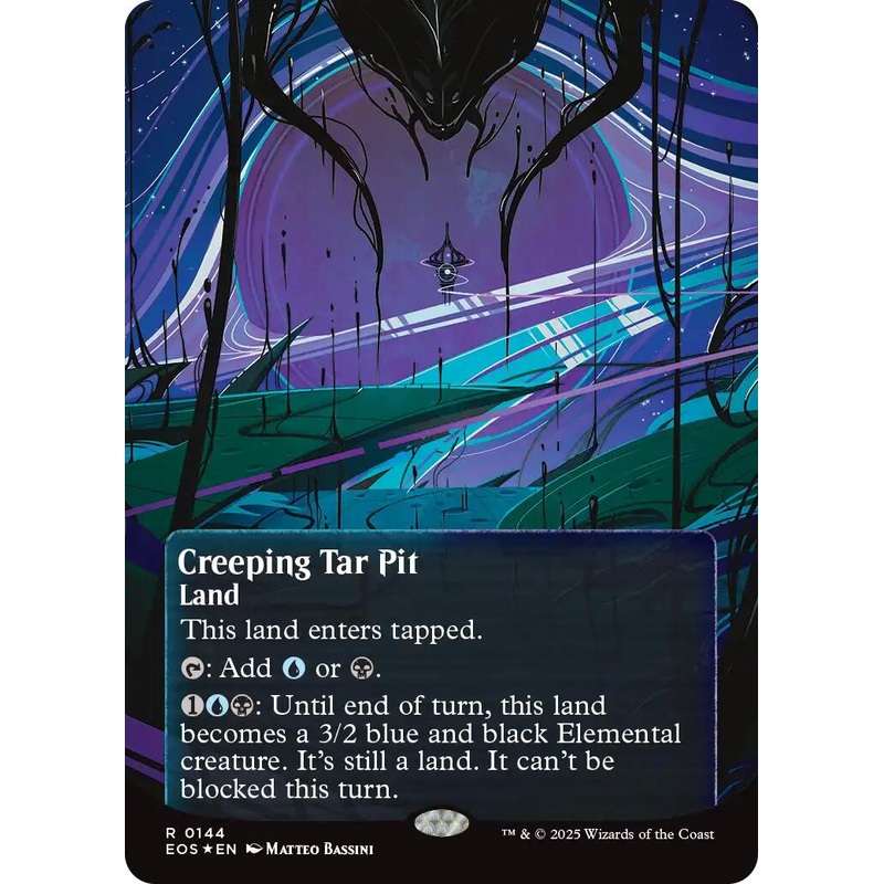 Creeping Tar Pit (0144) (Borderless) (Galaxy Foil) [Edge of Eternities: Stellar Sights]