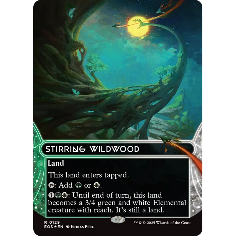 Stirring Wildwood (0129) (Borderless) (Galaxy Foil) [Edge of Eternities: Stellar Sights]