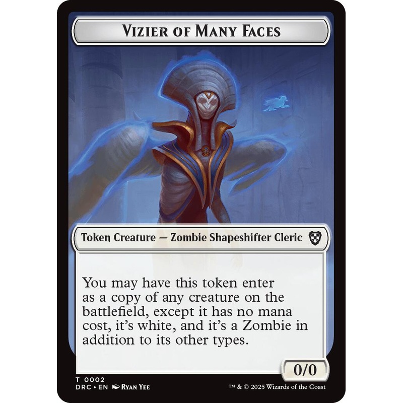 Vizier of Many Faces // Zombie (0003) Double-Sided Token [Aetherdrift Tokens]