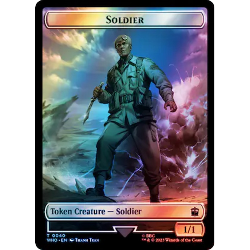 Soldier // Beast Double-Sided Token (Surge Foil) [Doctor Who Tokens]