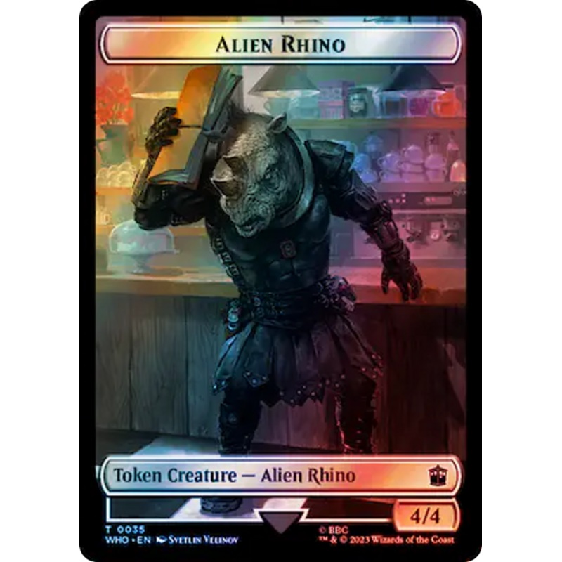Alien Rhino // Food (0058) Double-Sided Token (Surge Foil) [Doctor Who Tokens]
