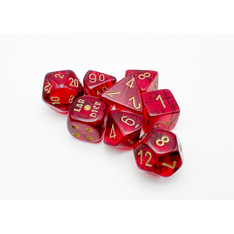 Chessex 30058 Translucent Crimson/gold Polyhedral 7-Die Set (with bonus die)