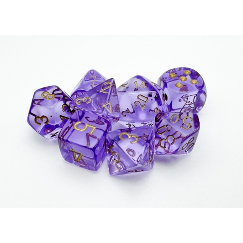 Chessex 30059 Translucent Lavender/gold Polyhedral 7-Die Set (with bonus die)