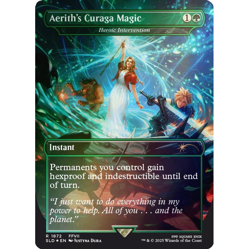Aerith's Curaga Magic - Heroic Intervention (Rainbow Foil) [Secret Lair Drop Series]