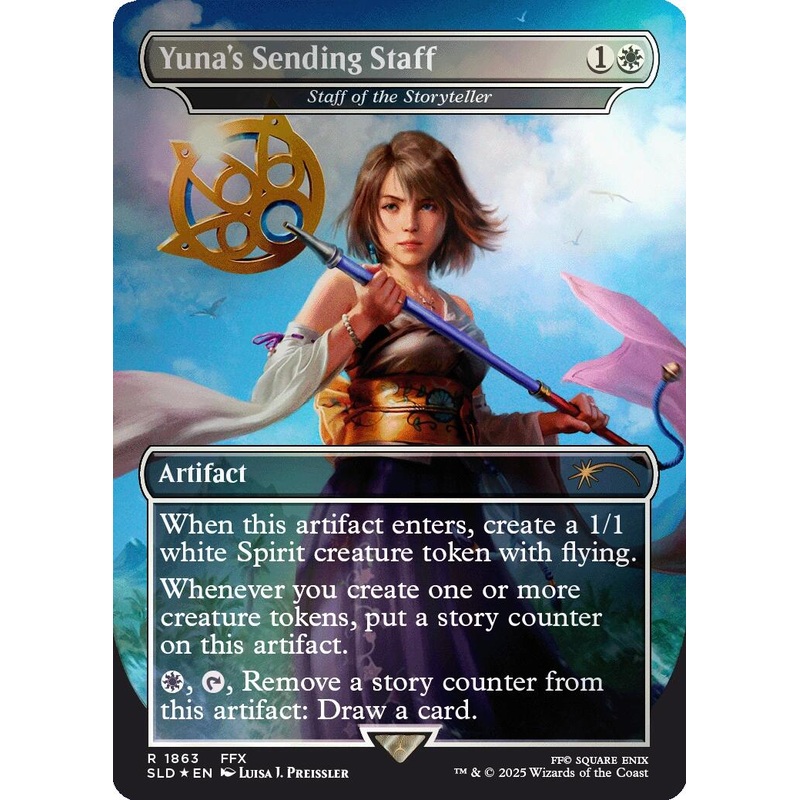 Yuna's Sending Staff - Staff of the Storyteller (Rainbow Foil) [Secret Lair Drop Series]