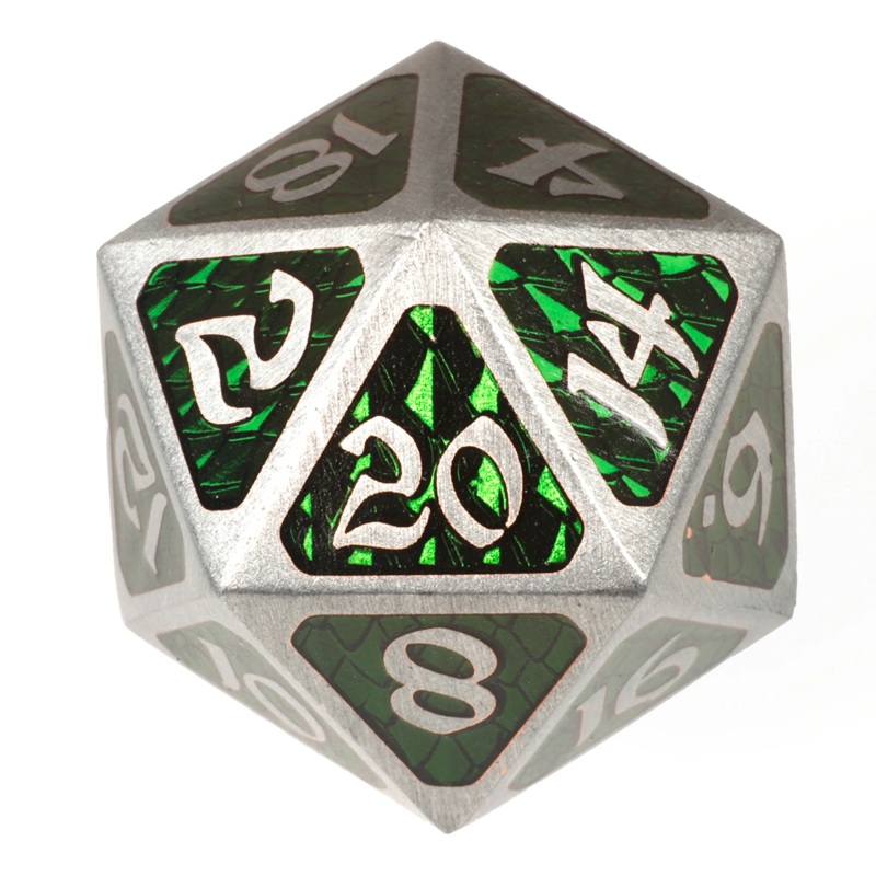 Die Hard Dice Metal Dire d20 - Drakona Ventus Chloros [Oversized]