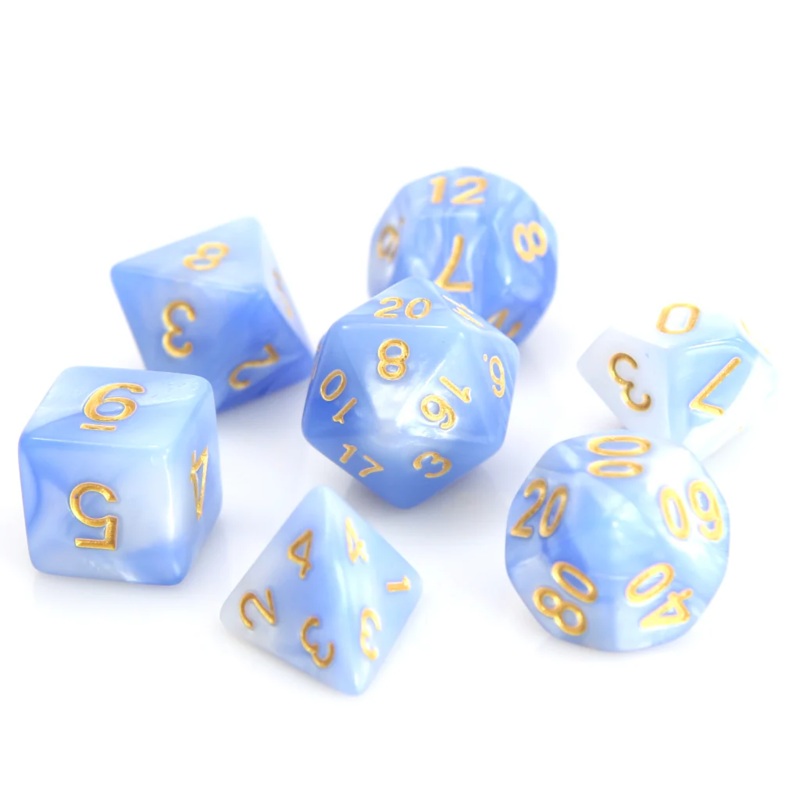 Die Hard Dice RPG Polyhedral Dice Set - Blue and White Marble [7ct]